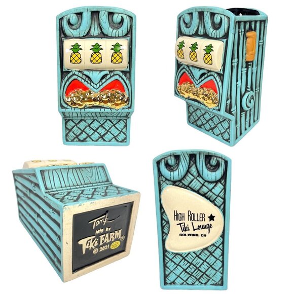 High Roller Tiki Lounge Slots-O-Fun Mug Tank 1st Ed 2021 Solvang Pineapple Farm - Picture 1 of 8